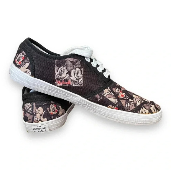 THE BRADFORD EXCHANGE Mickey & Minnie "Caught in the Moment" Sneakers sz 7.5 - Picture 2 of 11